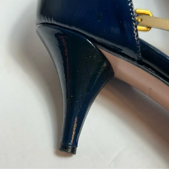 Prada Pointed Toe Kitten Heels Blue Size 36.5 US 6.5 - Picture 10 of 13